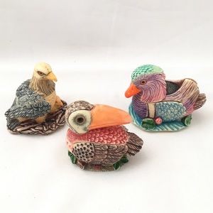 Lot of 3 Toucan Duck & Eagle Tai Resin Trinket Box